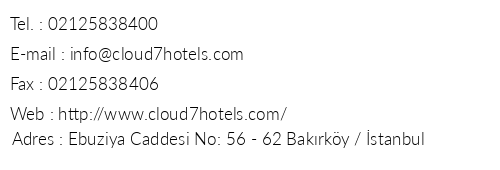 The Cloud 7 Hotel telefon numaralar, faks, e-mail, posta adresi ve iletiim bilgileri